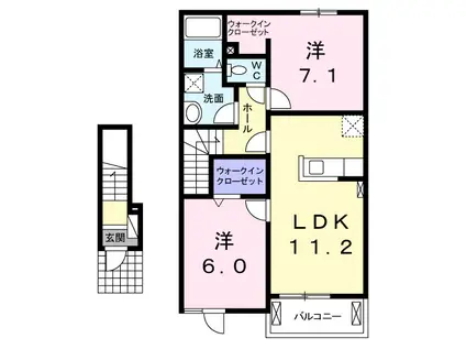 カームリーⅡ(2LDK/2階)の間取り写真