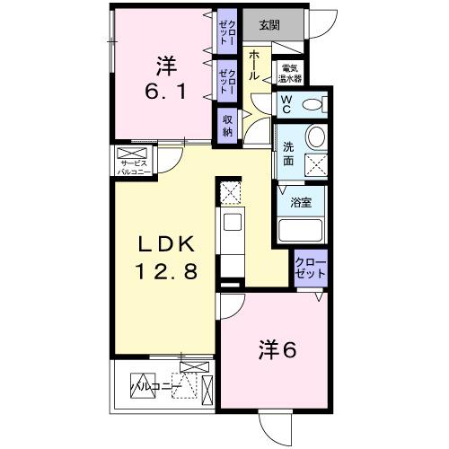 クレアール行永東2(2LDK/3階)の間取り写真