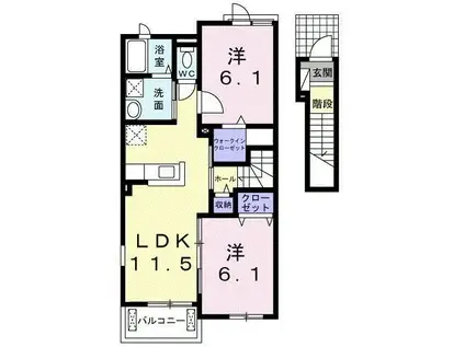 CASA SERENO Ⅰ(2LDK/2階)の間取り写真