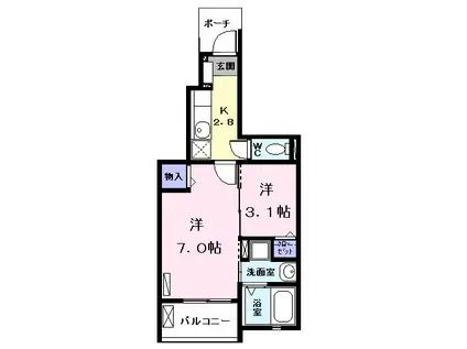 アンジュ Ⅰ(2K/1階)の間取り写真