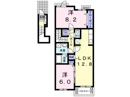 テオドーラ(2LDK/2階)の間取り写真