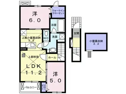 アルカンシエル・ベルⅢ(2LDK/2階)の間取り写真