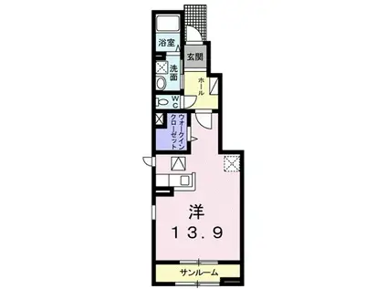 ランドネⅢ(1K/1階)の間取り写真