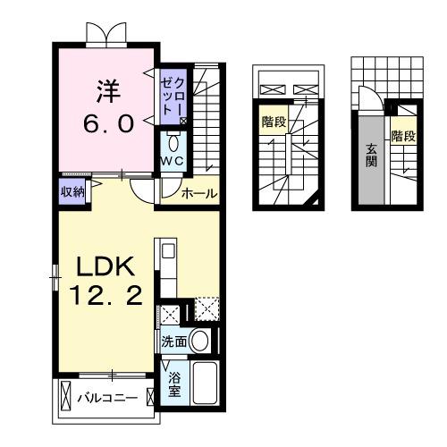 チョーワSⅡ(1LDK/3階)の間取り写真