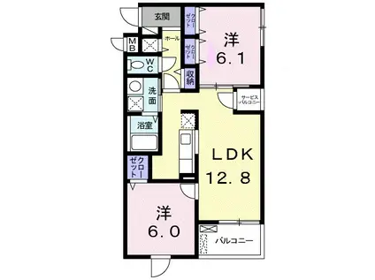 グランフィオーレ(2LDK/3階)の間取り写真