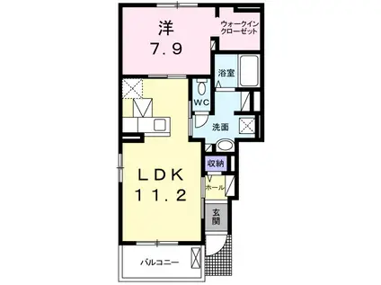 イーグルスⅠ(1LDK/1階)の間取り写真