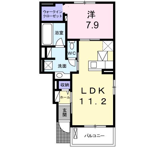 イーグルスⅠ(1LDK/1階)の間取り写真