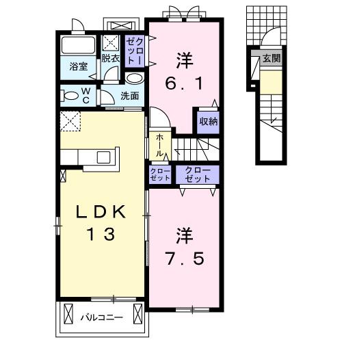 コンフォール(2LDK/2階)の間取り写真