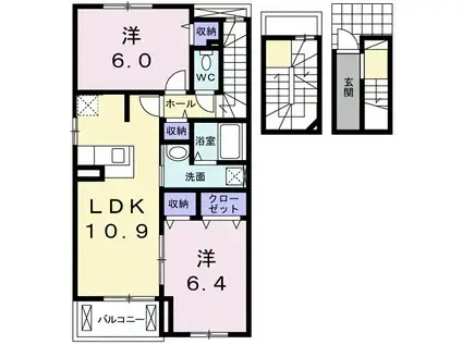 カルム・ソシアA(2LDK/3階)の間取り写真