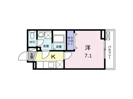 BELL FLEUR 南橋本(1K/1階)の間取り写真