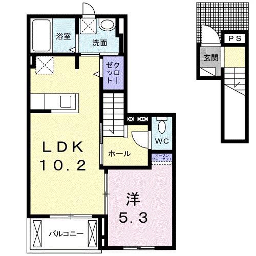 寿粹 Ⅱ(1LDK/2階)の間取り写真