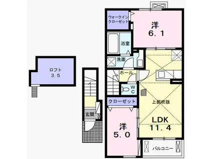 ラルジュール(2LDK/2階)の間取り写真