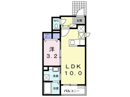 サンクチュアリーⅢ(1LDK/1階)の間取り写真