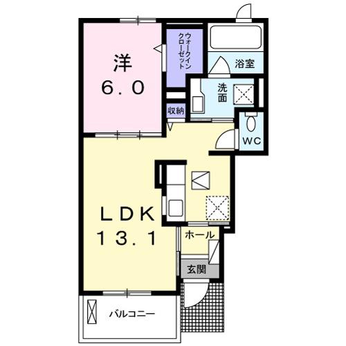 メゾン ド ソレイユⅡ(1LDK/1階)の間取り写真