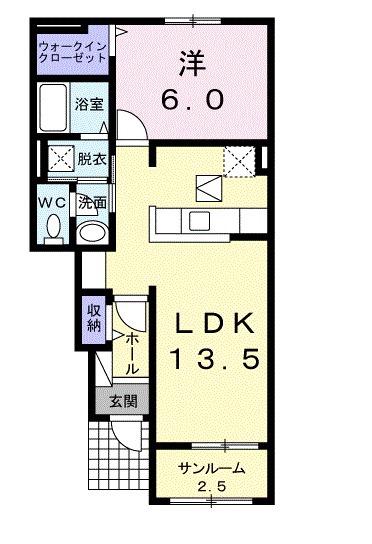 ラ メール デ ゼトワールⅡ(1LDK/1階)の間取り写真