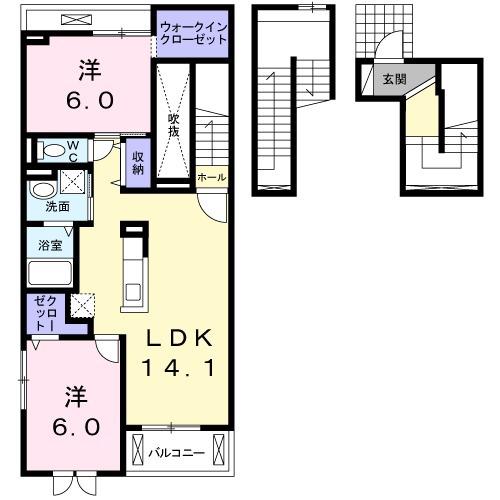 エピナールⅣ(2LDK/3階)の間取り写真
