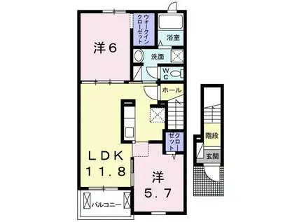 ファースト・リングⅤ(2LDK/2階)の間取り写真