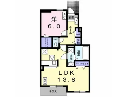 ラ・シエスタ Ⅱ(1LDK/1階)の間取り写真