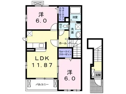 プリムローズK(2LDK/2階)の間取り写真