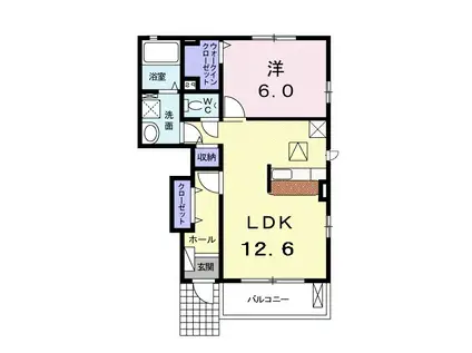 R.KハイムⅢ(1LDK/1階)の間取り写真