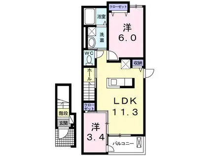 ラフレシールⅡ(2LDK/2階)の間取り写真