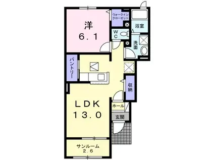 エスポワールⅢ(1LDK/1階)の間取り写真