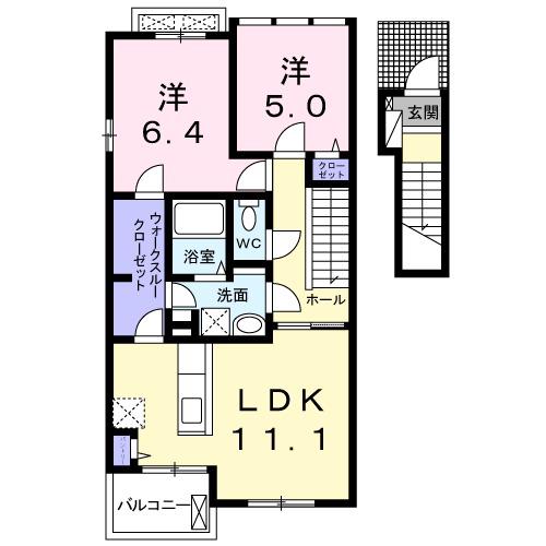 アルタイルⅢ(2LDK/2階)の間取り写真