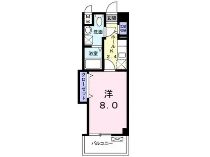 フレグランスヴィレッジ京田辺Ⅱ(1K/2階)の間取り写真