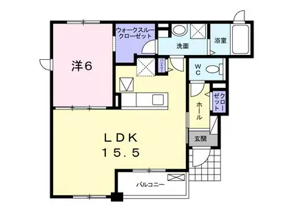 シーガルポートⅡ(1LDK/1階)の間取り写真