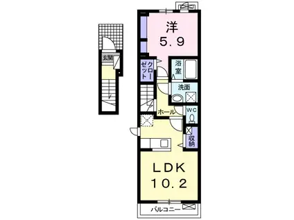 ラフォーレ足利Ⅱ(1LDK/2階)の間取り写真