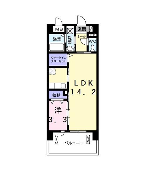 レイクサイド ホシノ Ⅰ(1LDK/3階)の間取り写真