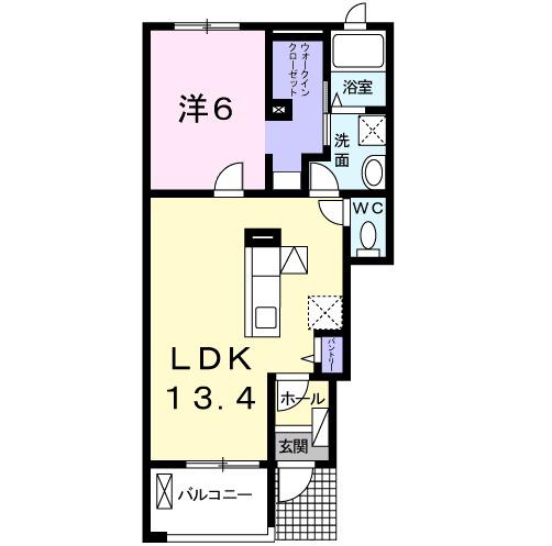 クレーヴ美合Ⅱ(1LDK/1階)の間取り写真