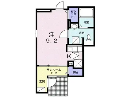 プラシード Ⅱ(1K/1階)の間取り写真