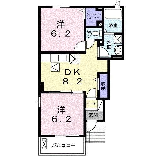 ステラルーチェⅡ(2DK/1階)の間取り写真