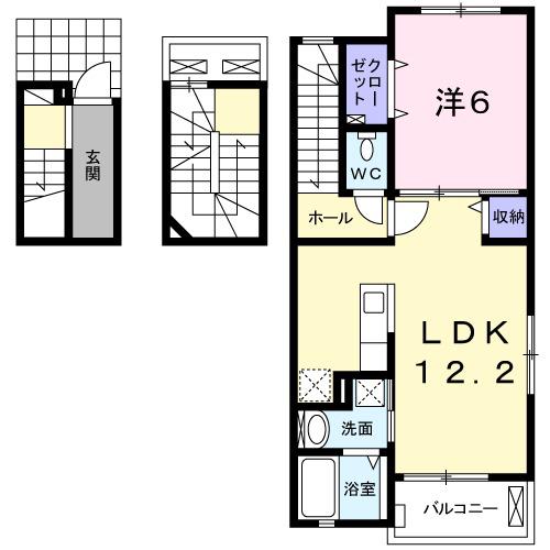 ブローテⅤ(1LDK/3階)の間取り写真