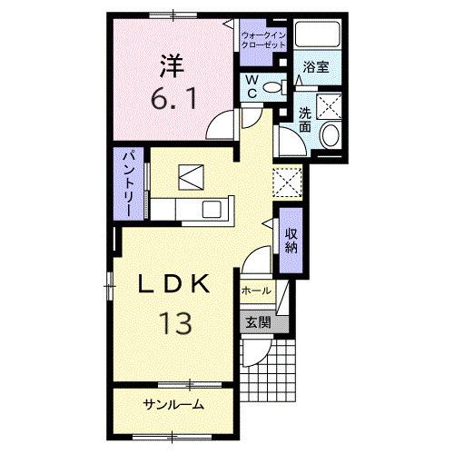 グラン・ブルー(1LDK/1階)の間取り写真