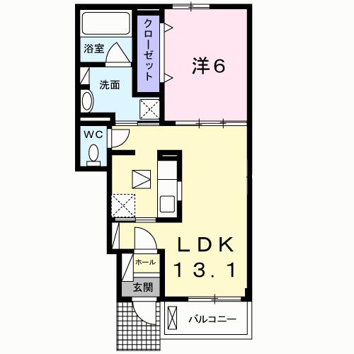 ユニゾンⅡ(1LDK/1階)の間取り写真
