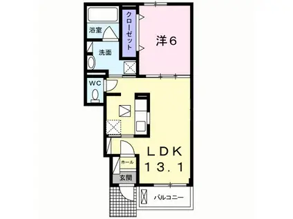 ユニゾンⅡ(1LDK/1階)の間取り写真