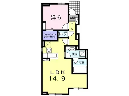 ポルトボヌール Ⅵ(1LDK/1階)の間取り写真