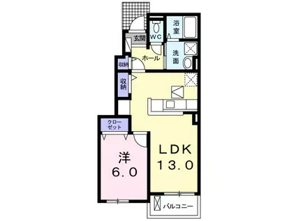 ニューシンメイⅠ(1LDK/1階)の間取り写真