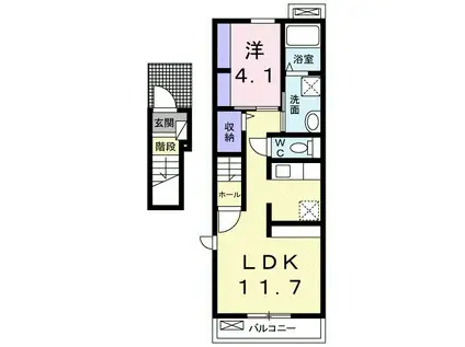 リアンⅠ(1LDK/2階)の間取り写真