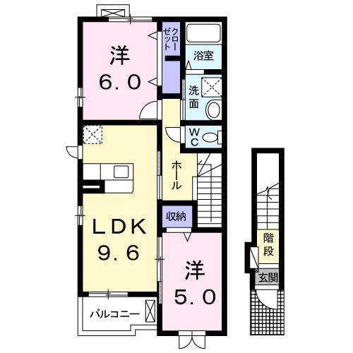 サンフォレスト(2LDK/2階)の間取り写真