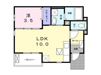 コンフォート ヴィラⅡ(1LDK/1階)の間取り写真