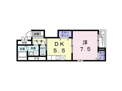 フラット黒門(1DK/4階)の間取り写真