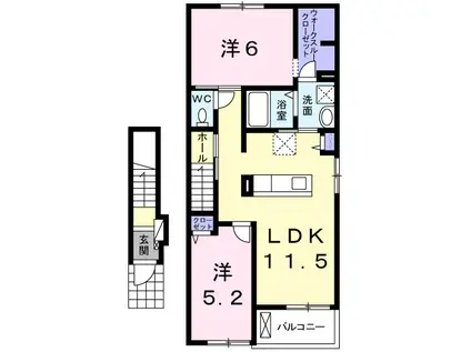 カレント・美郷Ⅲ(2LDK/2階)の間取り写真