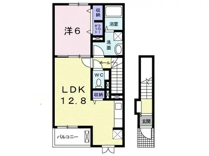 レジデンス・リオ Ⅱ(1LDK/2階)の間取り写真