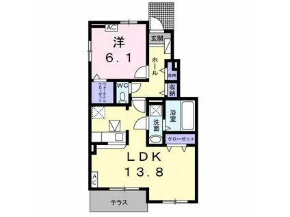 YK ヴィレッジⅣ(1LDK/1階)の間取り写真