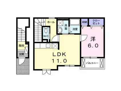 グランヒルズ(1LDK/2階)の間取り写真