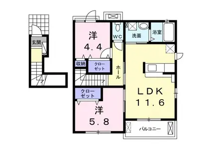 カームリーレジデンス(2LDK/2階)の間取り写真