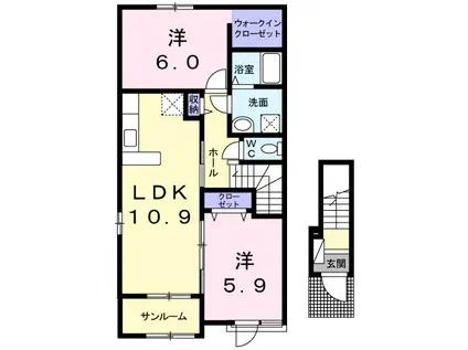 ラウレア Ⅱ(2LDK/2階)の間取り写真